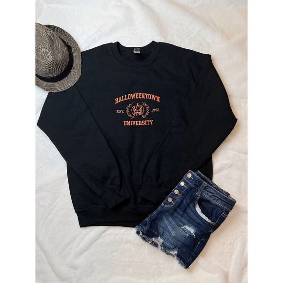 NEW Halloween Embroidery Crewneck sweatshirt, Trendy Halloween sweatshirt - Picture 1 of 10